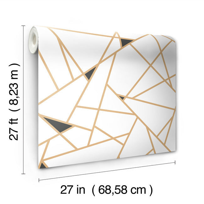 Prismatic Wallpaper- Gold/White/Navy RY2702