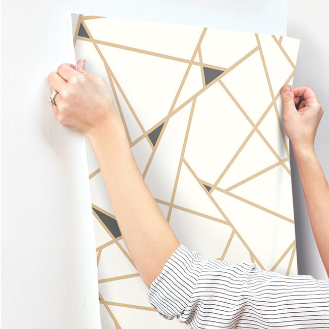 Prismatic Wallpaper- Gold/White/Navy RY2702