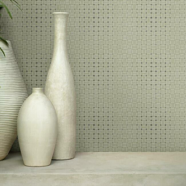 York Paradise Island Weave Green Wallpaper TC2613