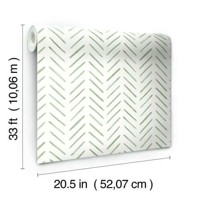 Painted Herringbone Wallpaper- Fern CV4452