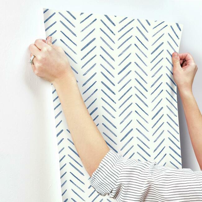 Painted Herringbone Wallpaper- Navy CV4455