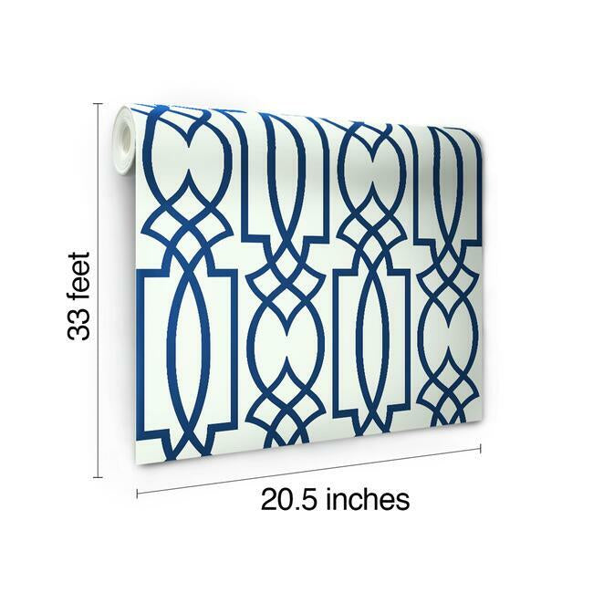 York Large Navy Lattice Wallpaper CM2383