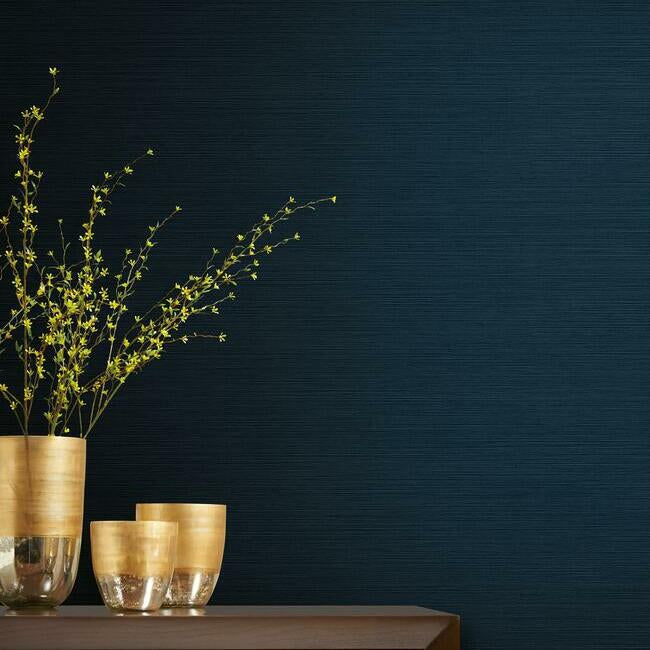 Shining Sisal Dark Blue Metallic Wallpaper Y6200907
