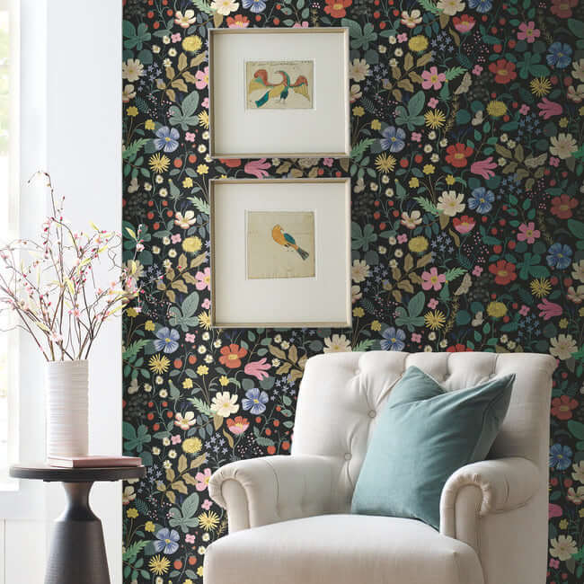 Rifle Paper Co. Strawberry Fields Wallpaper- Black RP7355
