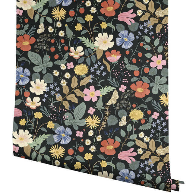 Rifle Paper Co. Strawberry Fields Wallpaper- Black RP7355