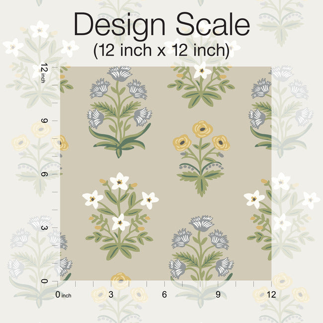 Mughal Rose Wallpaper- Linen RP7350