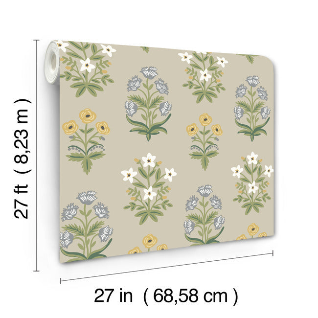Mughal Rose Wallpaper- Linen RP7350