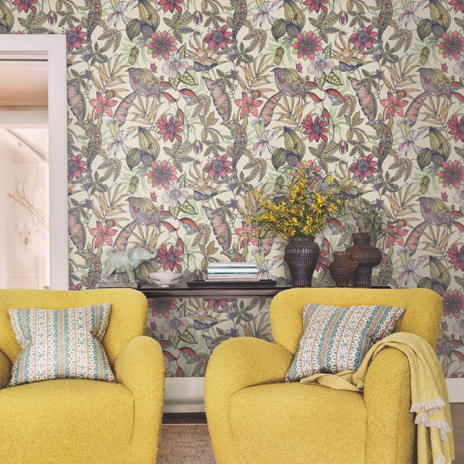 Rainforest Wallpaper- Cream/Bright Multi BL1704