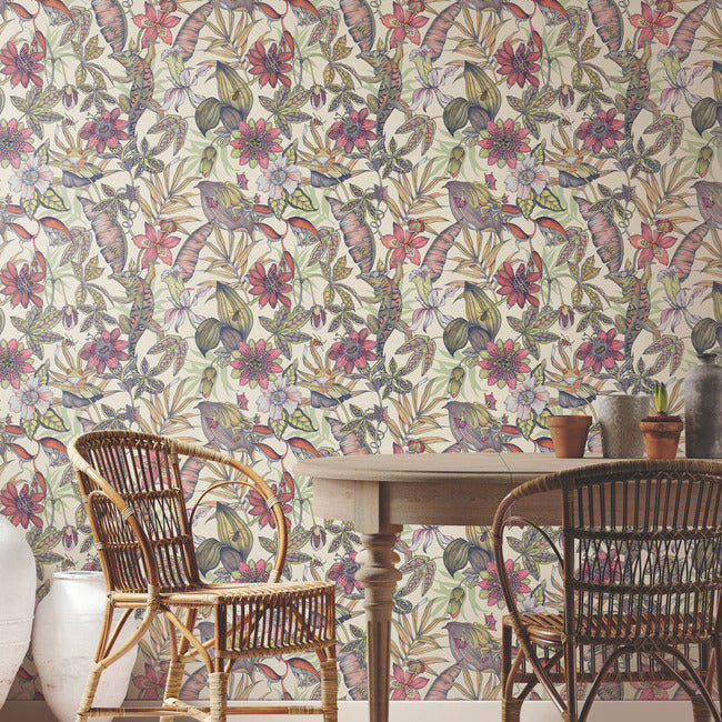 Rainforest Wallpaper- Cream/Bright Multi BL1704