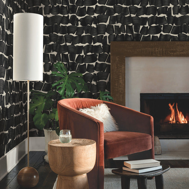 Brushed Ink Wallpaper- Black OI0651 New Origins York