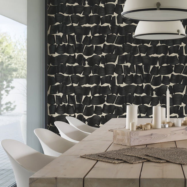 Brushed Ink Wallpaper- Black OI0651 New Origins York