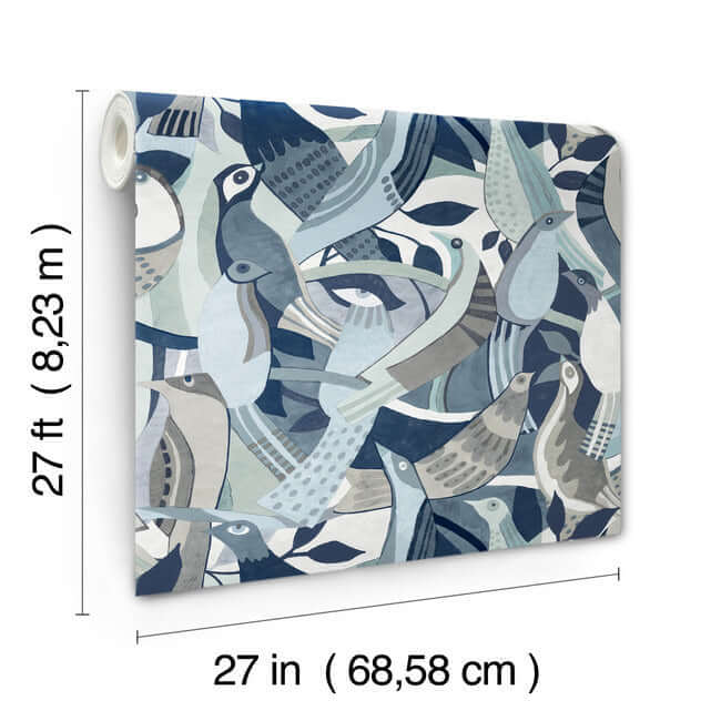 Fauvist Flock Wallpaper- Blue AG2015