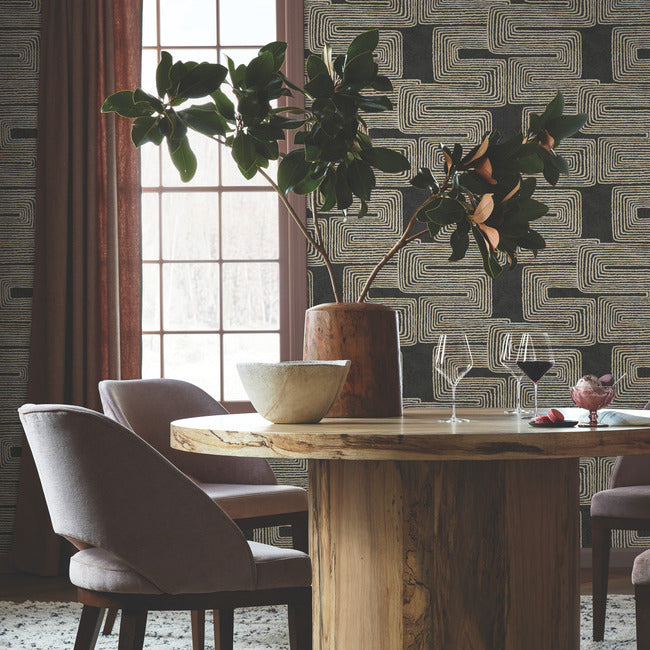 Nikki Chu Zulu Thread Wallpaper- Black/Gold AG2032