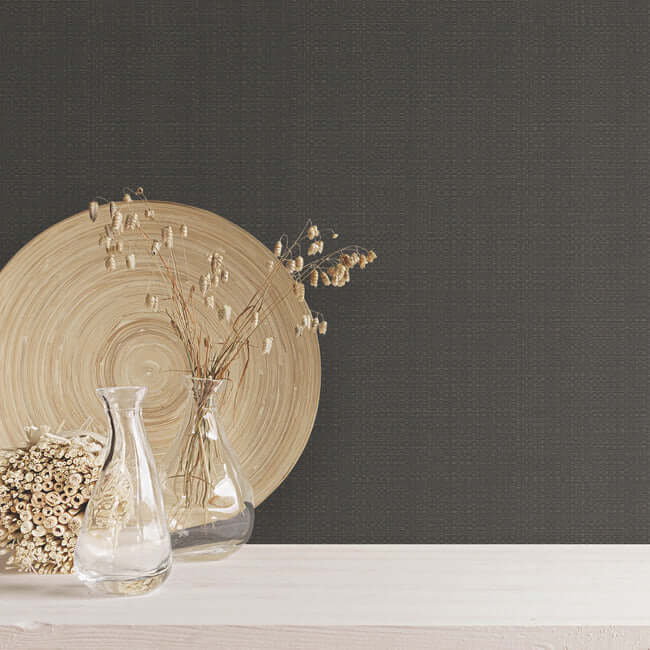 York Bali Basketweave Wallpaper- Black SI24927