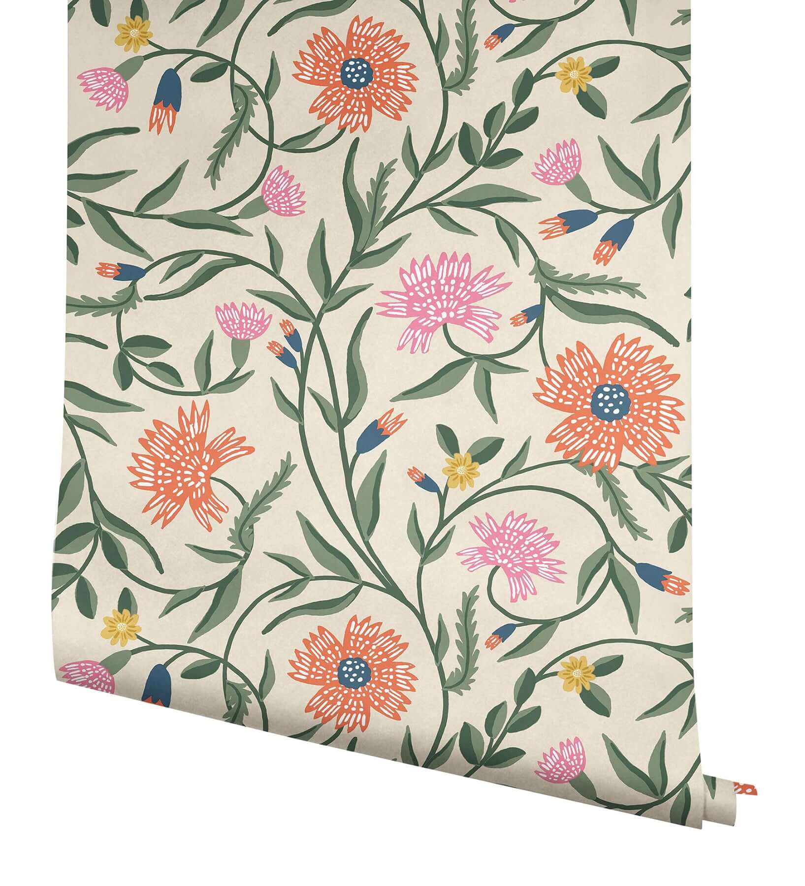 Rifle Paper Co Aster Wallpaper- Linen & Coral RF7433