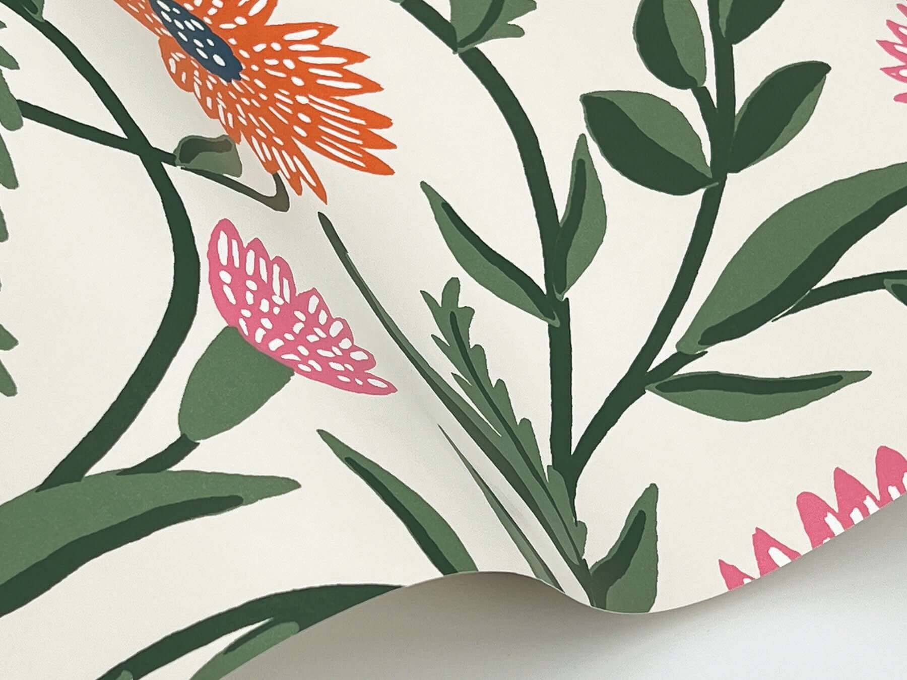 Rifle Paper Co Aster Wallpaper- Linen & Coral RF7433