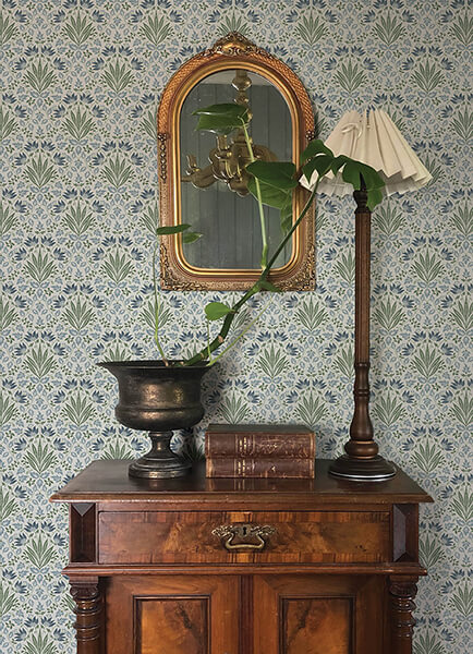 Woodbury Blue Floral Damask Wallpaper 4173-27632/FD27632