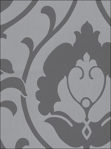 TU27103 Norwall Charcoal and Silver Traditional Damask CLOSE OUT