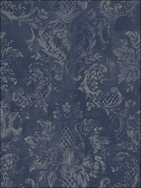 Patton Norwall SD36102 Canvas Damask Navy Grey Wallpaper