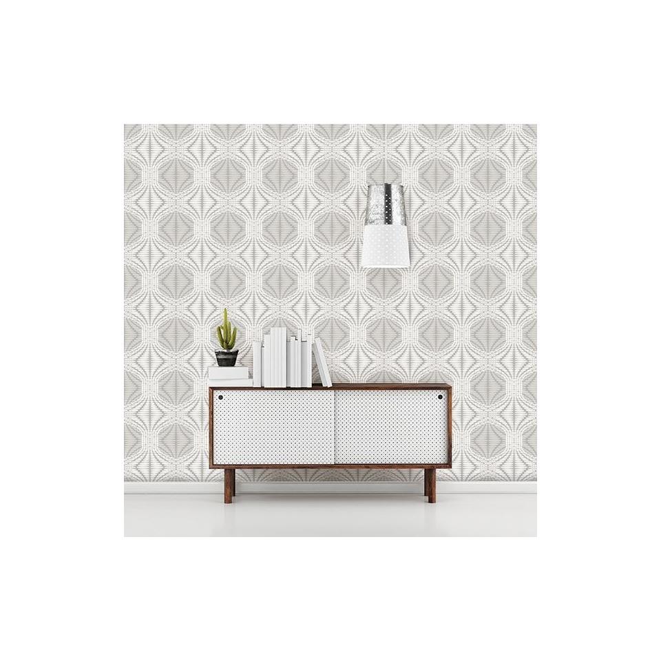 A Street Prints Geo Stripe Silver Foil Wallpaper FD22628