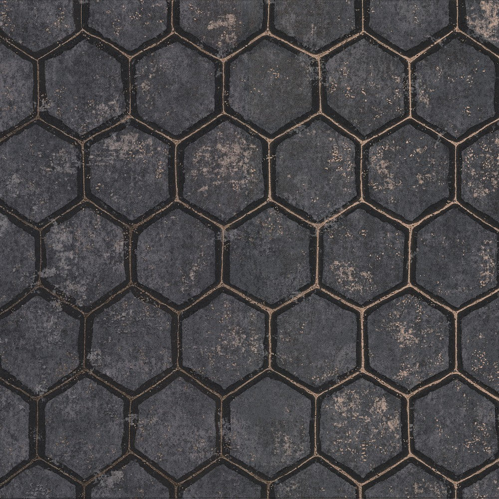 Starling Charcoal Honeycomb Charcoal - Brewster Wallpaper AWG00403