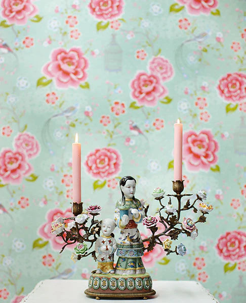 300162 | Pip Studio Vol. 5, Yuma Light Green Birds in Paradise Light Green