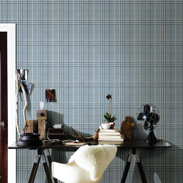 Brewster Rockefeller Light Blue Plaid Wallpaper SZ003315/ 3114-003315