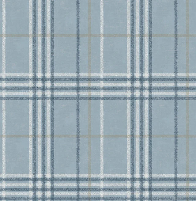 Brewster Rockefeller Light Blue Plaid Wallpaper SZ003315/ 3114-003315