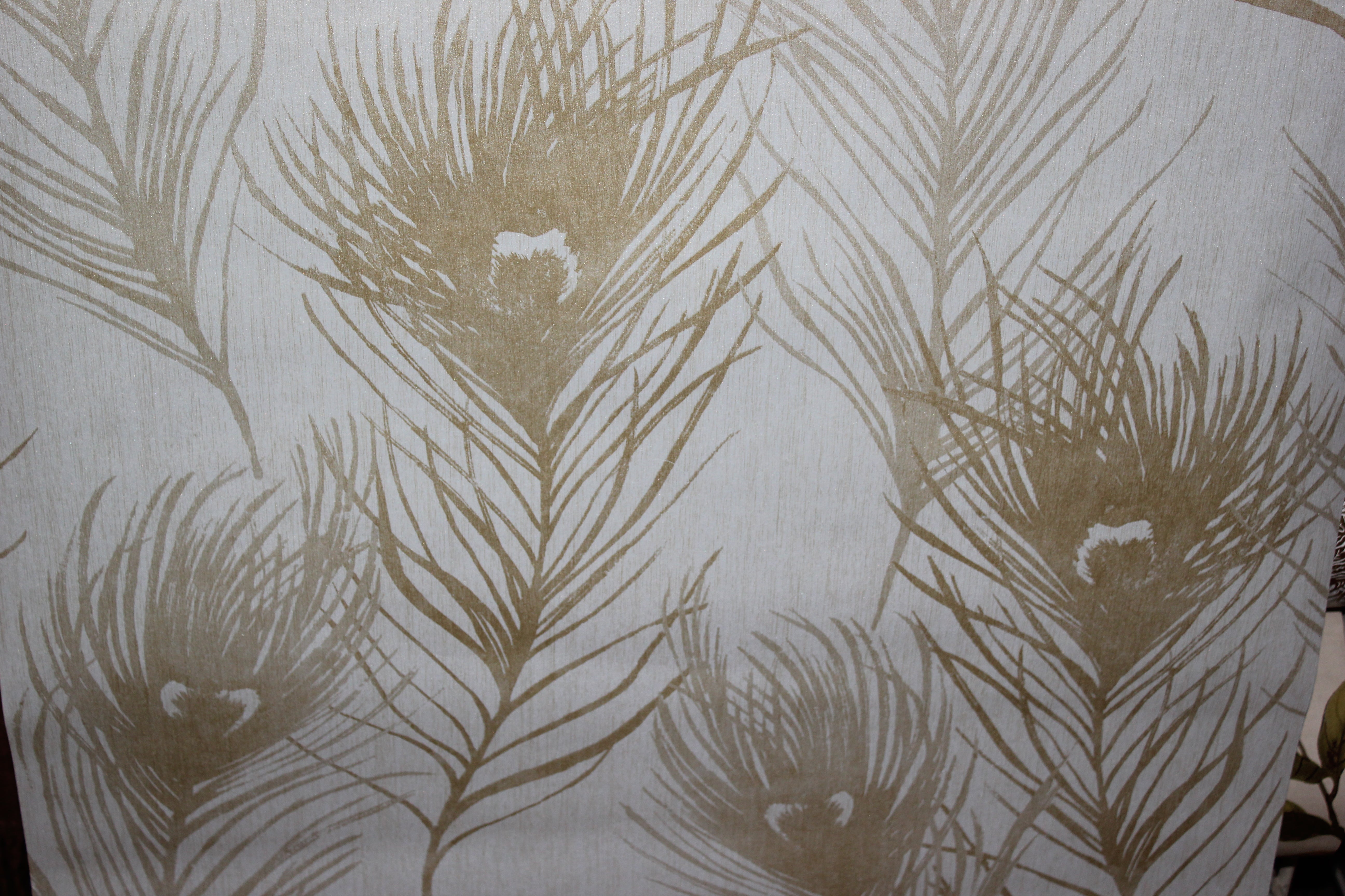 Carl Robinson Gold Peacock Feathers Wallpaper CR22505