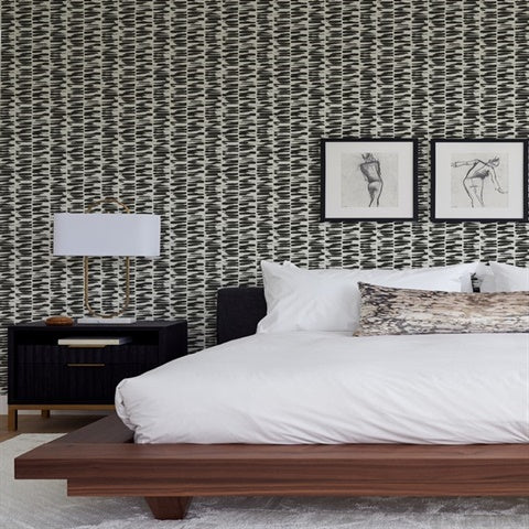 Myrtle Black Abstract Textured Abstract Stripe Wallpaper, 4120-26841  / FD2684