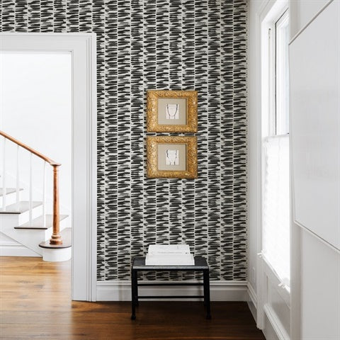 Myrtle Black Abstract Textured Abstract Stripe Wallpaper, 4120-26841  / FD2684