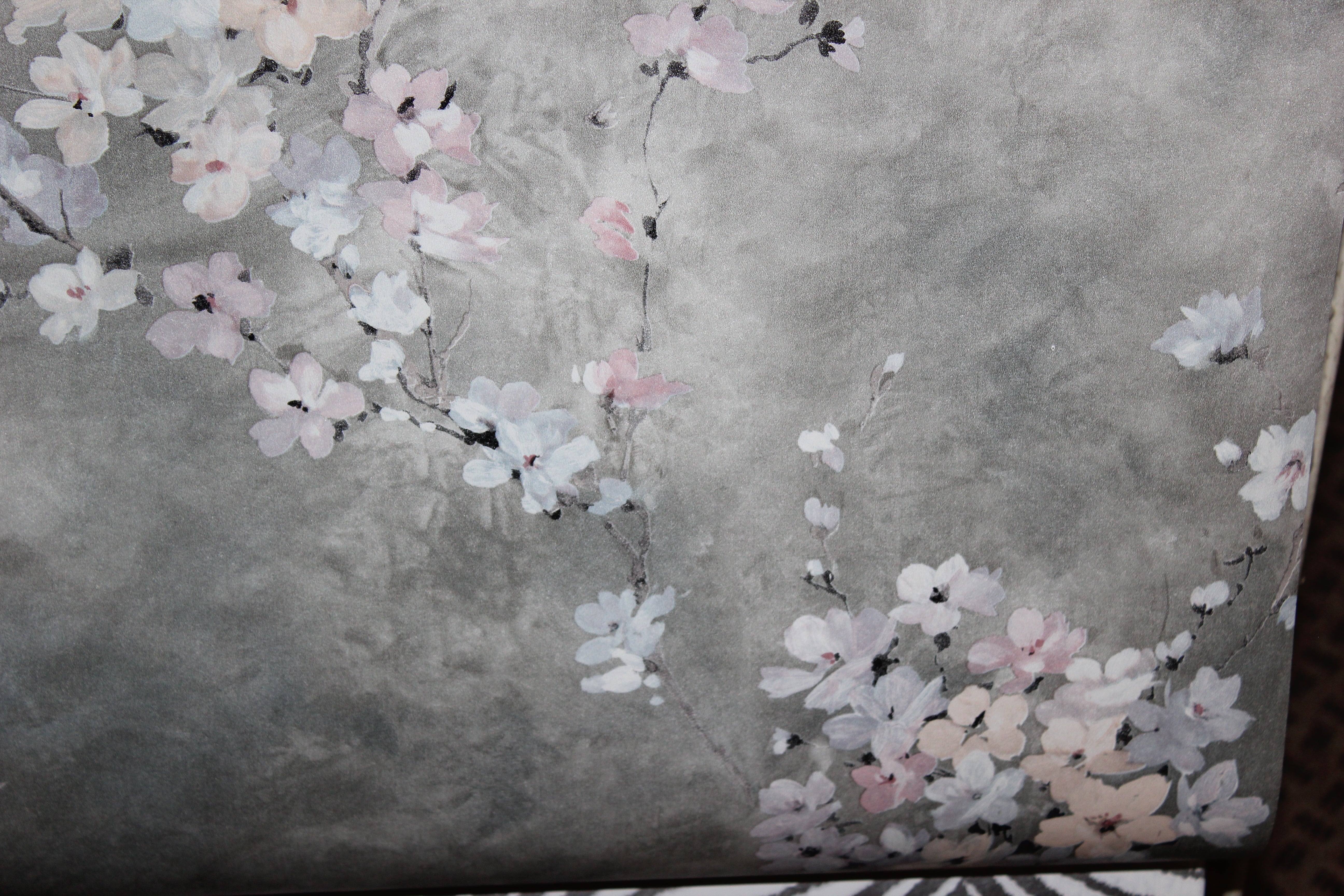 Carl Robinson Silver Cherry Blossom Chinoiserie Wallpaper CB90208
