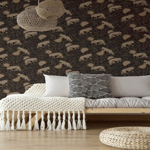 Black Taupe Gold Tibetan Tigers Wallpaper, AF6550