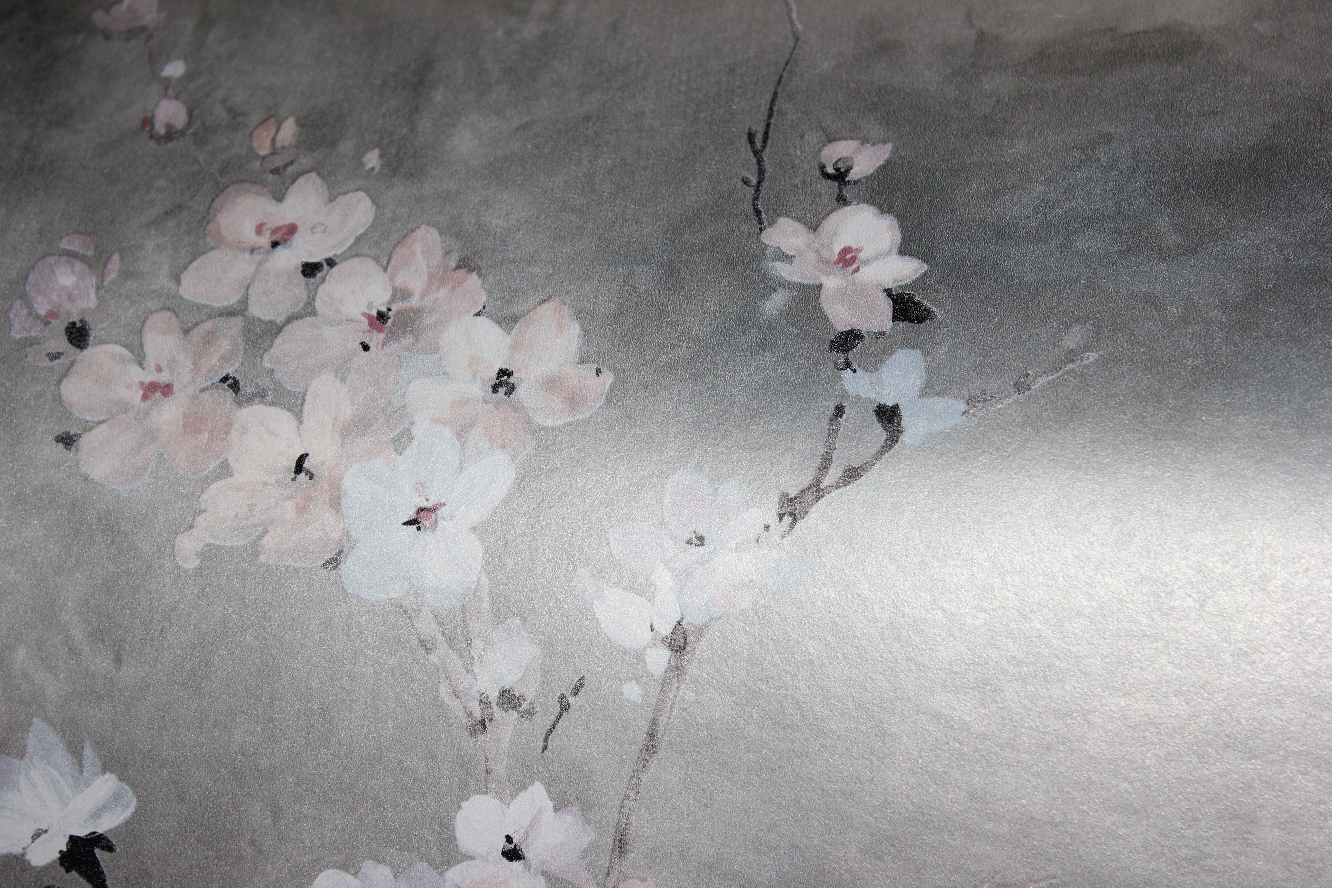Carl Robinson Silver Cherry Blossom Chinoiserie Wallpaper CB90208