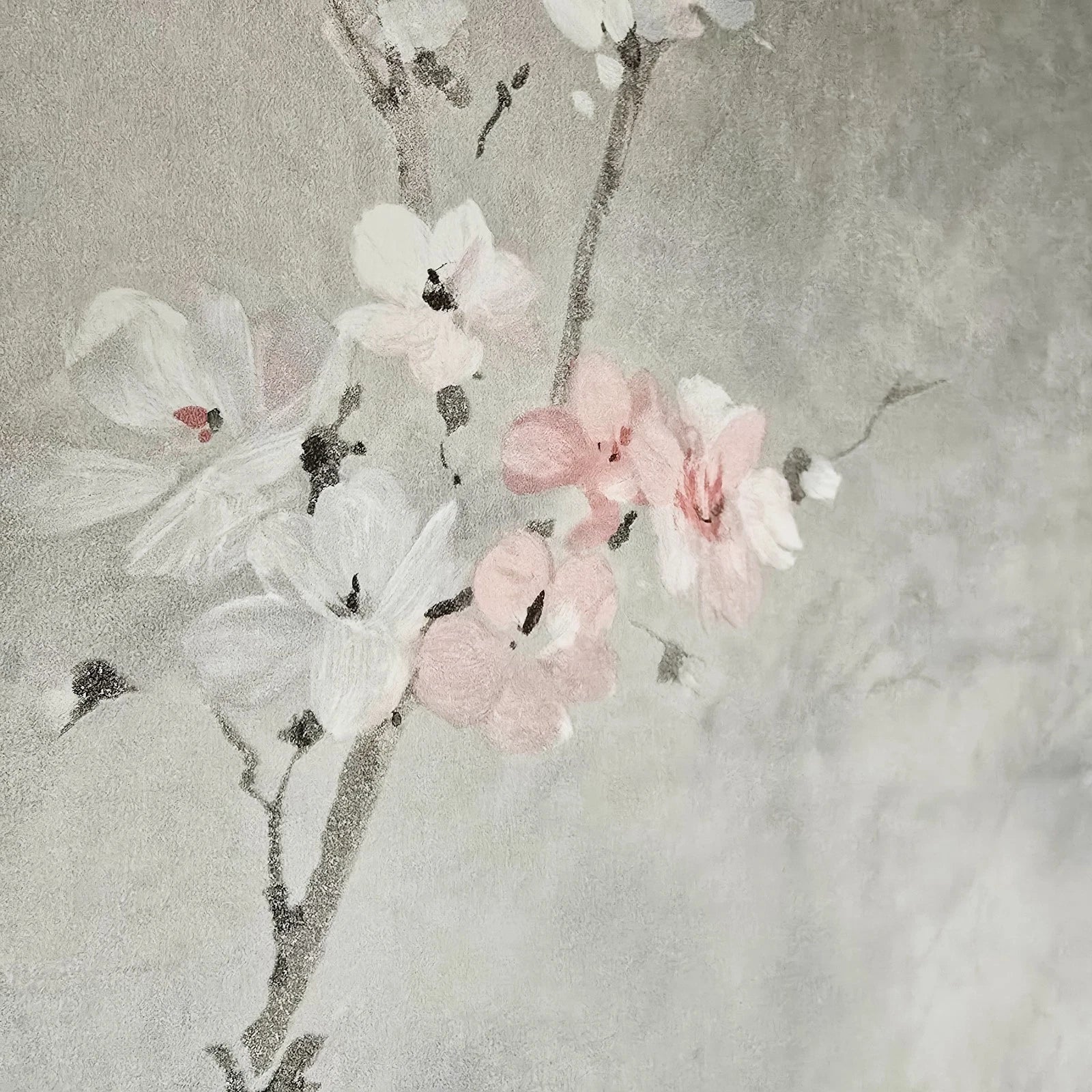 Carl Robinson Silver Cherry Blossom Chinoiserie Wallpaper CB90208