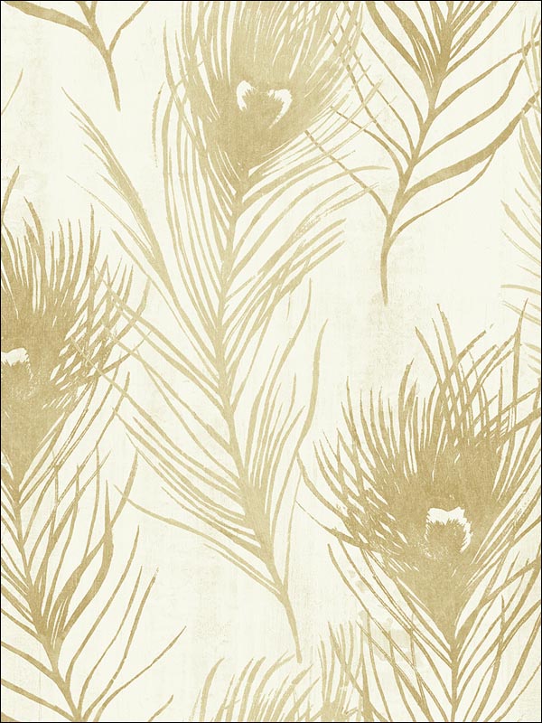 Carl Robinson Gold Peacock Feathers Wallpaper CR22505