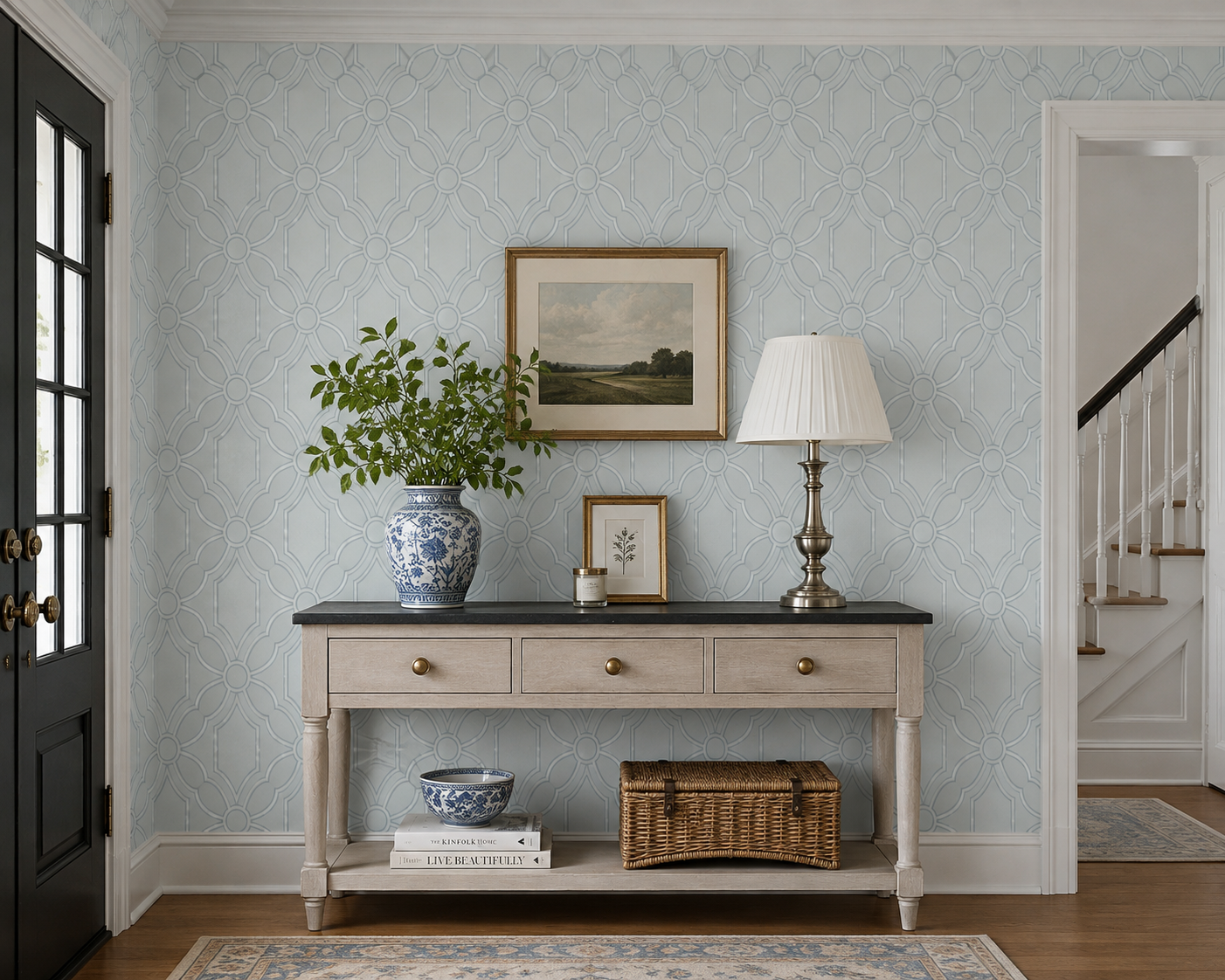 Anna French Roscoe Aqua Blue Wallpaper AT6125