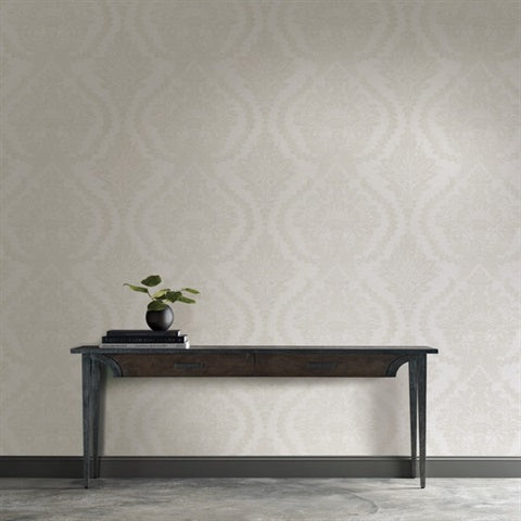 Beige & White Heritage Damask Wallpaper HC7588