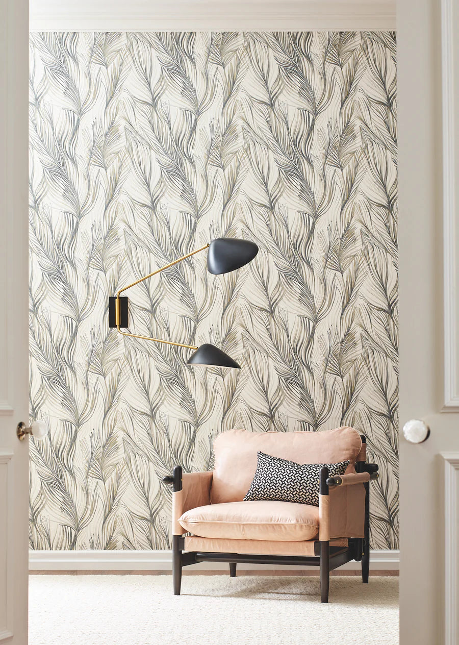 Candice Olson's Peaceful Plume Dark Grey Wallpaper NA0503