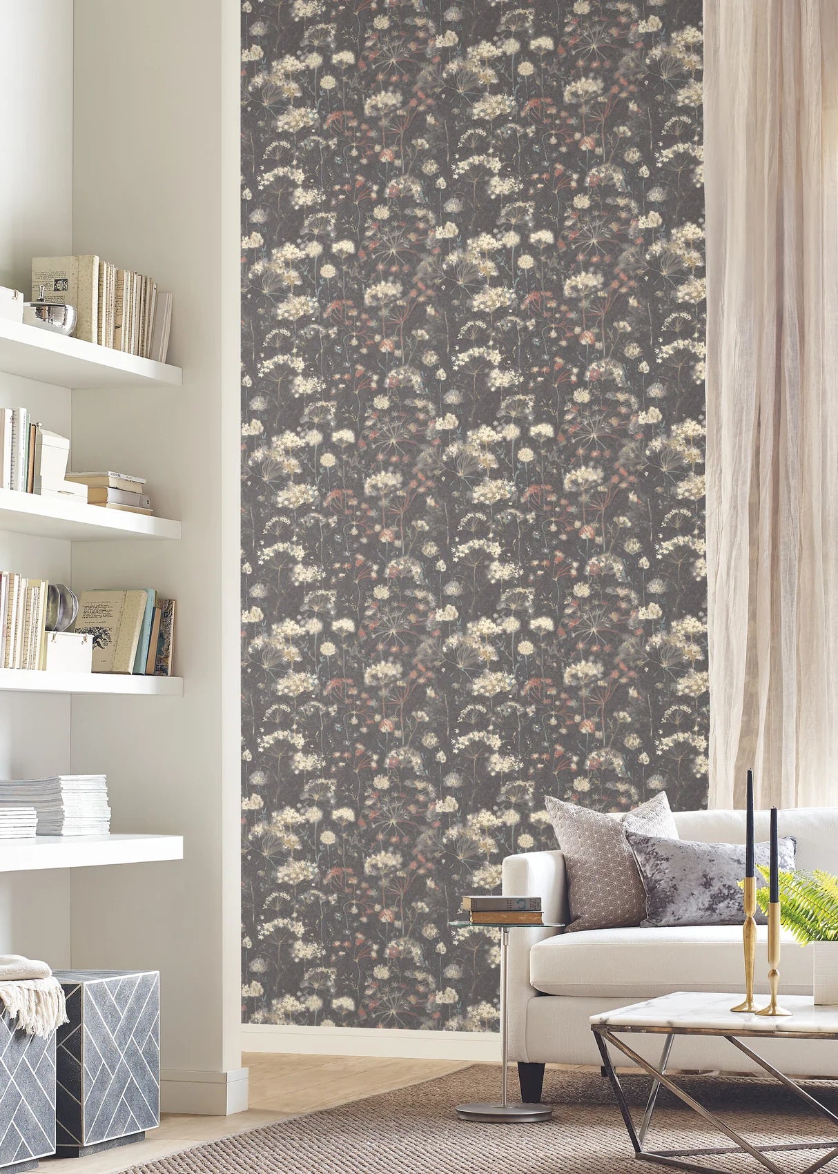 York Botanical Fantasy Black Wallpaper NA0545
