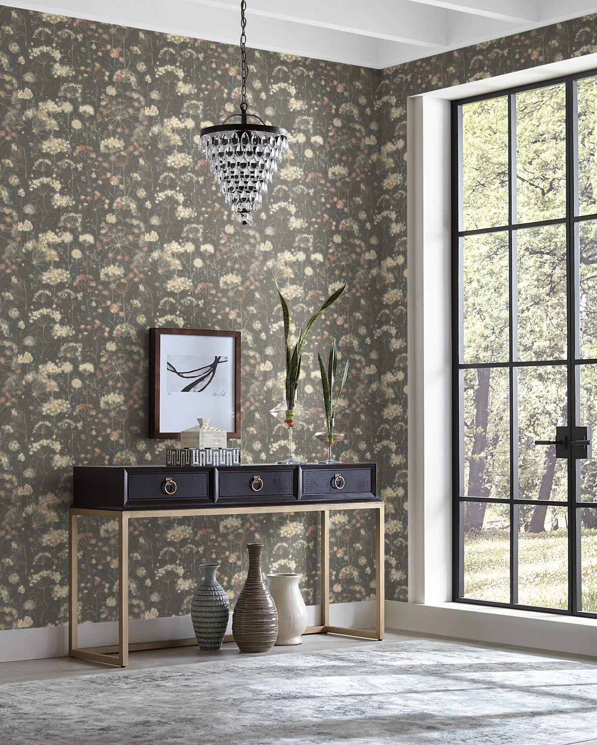 York Botanical Fantasy Black Wallpaper NA0545