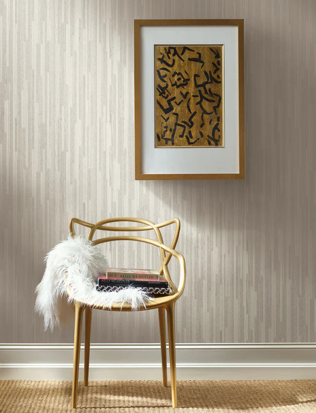 York Taupe Vertical Plumb Wallpaper NV5502