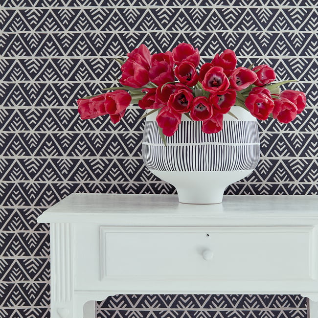 Anna French AT78707 Jules Black on Flax Tribal Wallpaper