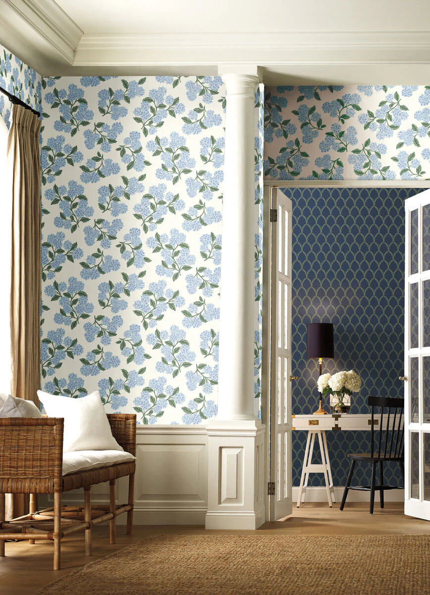 Rifle Paper Co. Hydrangea Wallpaper - Blue & White RI5143