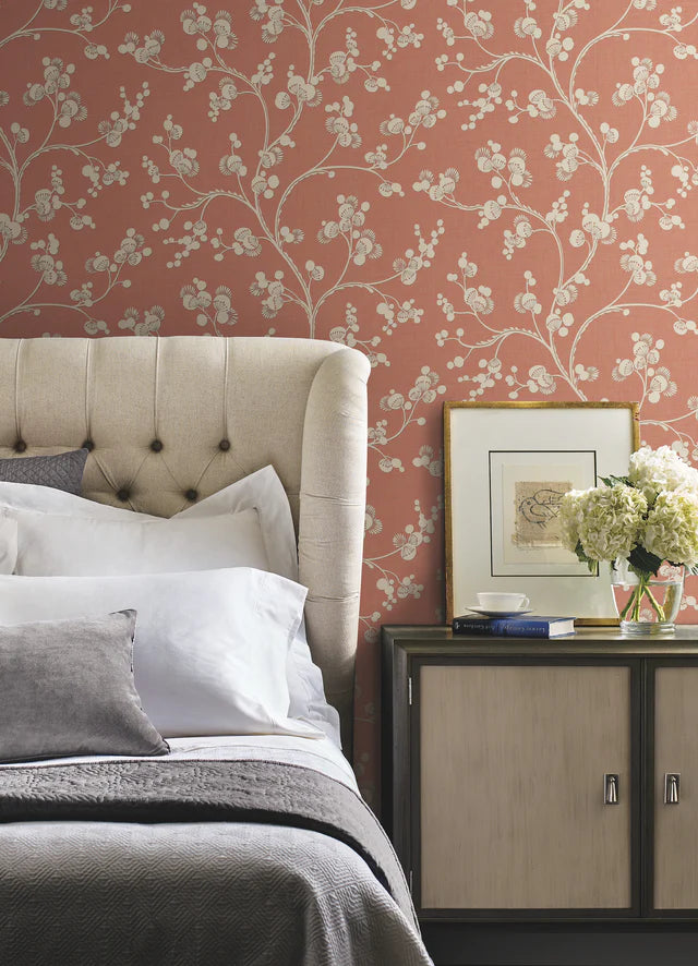 York Dahlia Trail Burnt Orange Wallpaper SS2500