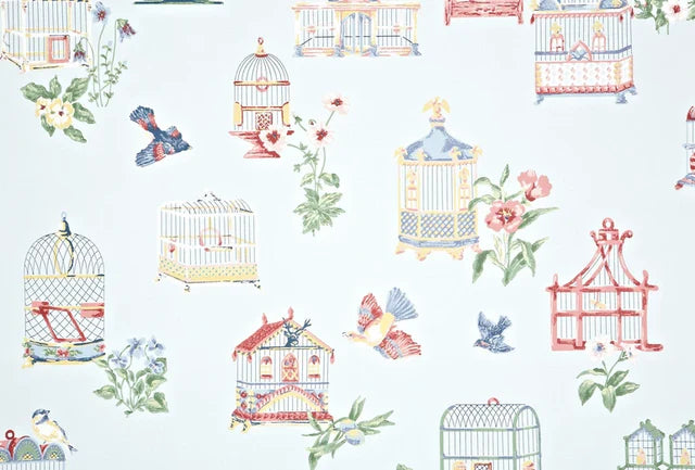 Thibaut Birdcage Light Blue Wallpaper T3121
