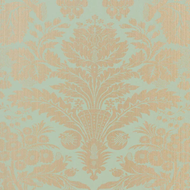 Thibaut Taddington Aqua on Metallic Wallpaper T7617