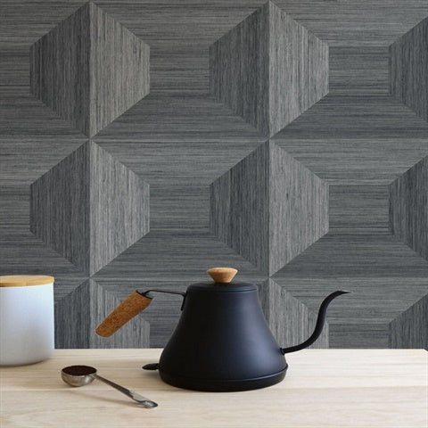 TC70608 Squared Away Geometric Cove Gray Wallpaper