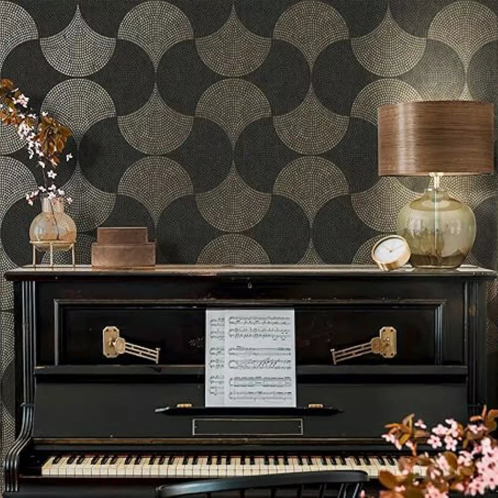 Taupe Gray Black Gold Metallic Bel Air Fan 38027-4
