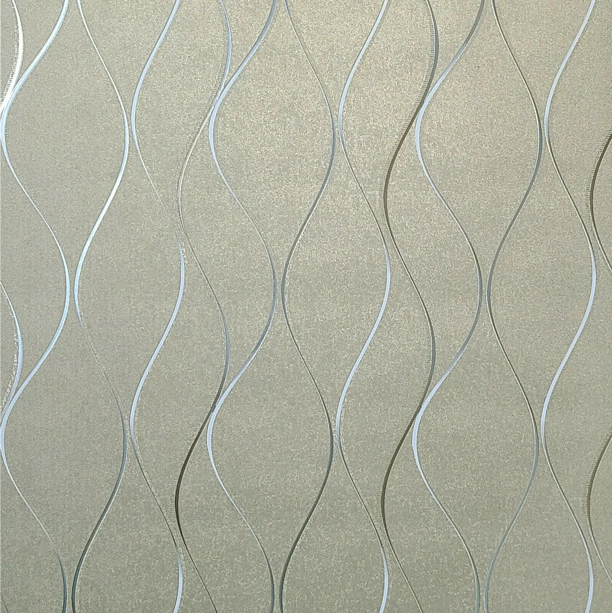 Textured White Wavy lines Wave Gold Wallpaper Y6201406